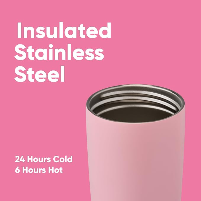 Owala SmoothSip Slider Insulated Stainless Steel Coffee Tumbler, Reusable Iced Coffee Cup, Hot Coffee Travel Mug, BPA Free 20 oz, Pucker Up - Image 4