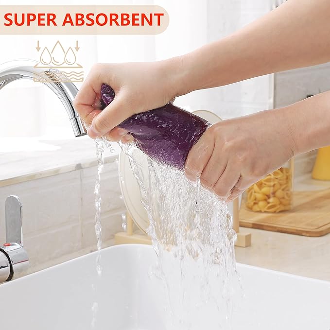Homaxy 100% Cotton Waffle Weave Kitchen Dish Cloths 6-Pack, Purple | 12 x 12 Inches, Ultra Soft Absorbent Dish Towels, Quick Drying Dish Rags with Hanging Loop - Image 3
