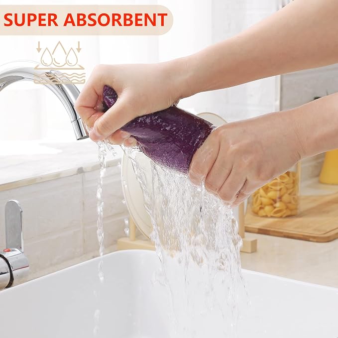 Homaxy 100% Cotton Waffle Weave Kitchen Dish Towels 4-Pack, Purple | 13 x 28 Inches, Ultra Soft Absorbent Dish Towels, Quick Drying Cleaning Towels - Image 3