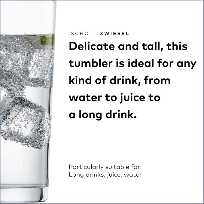 SCHOTT ZWIESEL Basic Bar Tumblers 13 Ounce (Set of 6), Medium-Sized Longdrink Glasses, Dishwasher-Safe Tritan Crystal Glasses, Made in Germany - Image 3