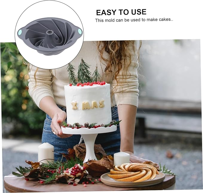 1pc Light Grey Silicone Chiffon Cake Mold Non-stick Baking Tool for Home Use Dishwasher Safe Easy to Demould for Microwave Oven Baking - Image 2