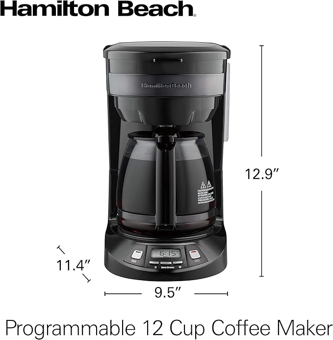 Hamilton Beach 12 Cup Programmable Drip Coffee Maker | Regular & Bold Brew Options | Auto Pause and Pour | Glass Carafe | Black Stainless | 46293J - Image 8