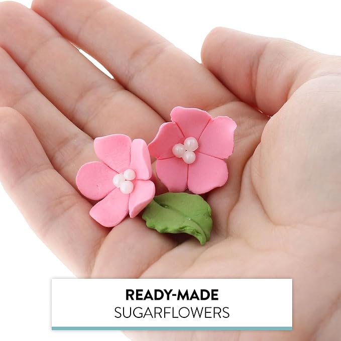 Global Sugar Art 24-Count Mini Pink Edible Flowers Cake Decorations | Small pink sugar flowers for cake decorating, mini edible flowers cake decorations, edible flower decorations, sugar leaves - Image 7