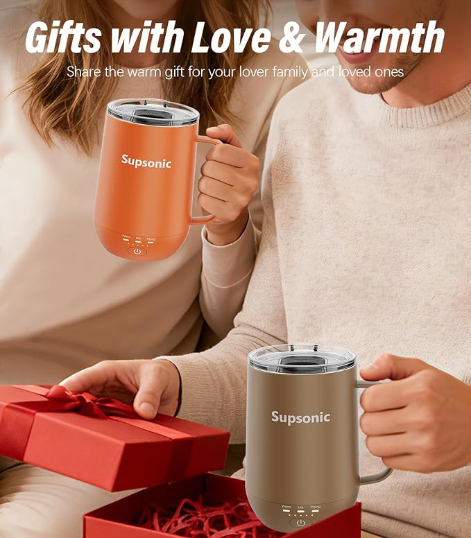 Supsonic - 16oz Self Heating Coffee Mug, Smart Heated Coffee Mug Faster Direct-Contact Heating Up to 149°F, Coffee Mug Warmer Set with Auto Shut-Off - Gifts for Men Women | S2 - Image 5
