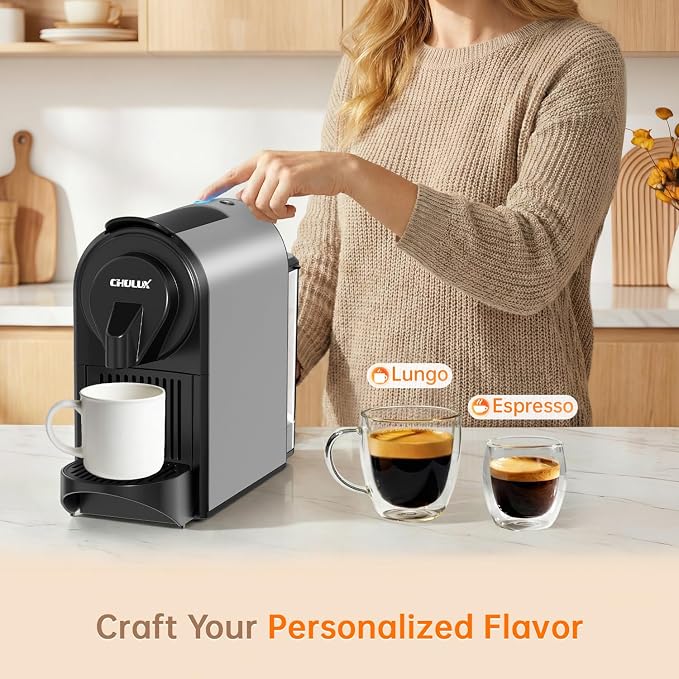 CHULUX Bafè-Pro Espresso Maker for Nes Pod, 20 Bar High Pressure Pump, Gray | 1400W Rapid Heating, Espresso Lungo Buttons, Used Capsule Drawer, Auto-Eject System, 24oz Removable Reservoir, Mini Footprint - Image 3