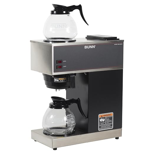 BUNN 33200.0015 VPR-2GD 12-Cup Pourover Commercial Coffee Brewer with Upper and Lower Warmers and Two Glass Decanters, Black, Stainless, Standard - Image 3