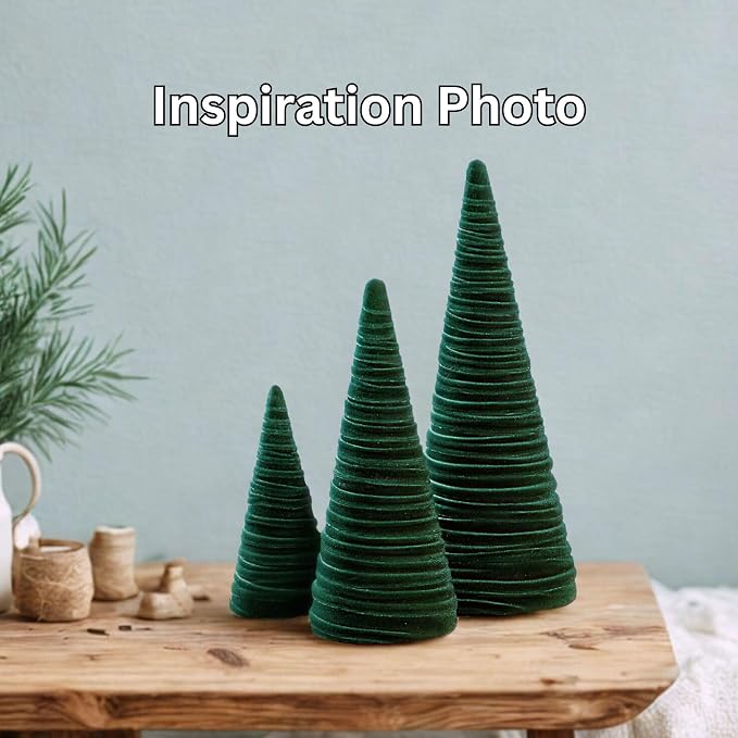 Your Heart's Content Emerald Velvet Trees Set of 3, Elegant Winter Mantel Decor, Valentine Tabletop, Classic Winter Wedding Centerpiece, Cozy Farmhouse (Emerald) - Image 6