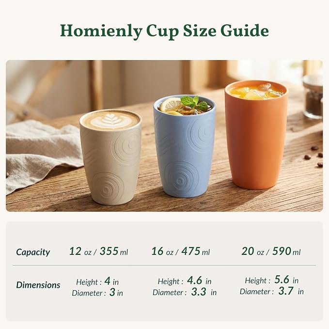 Homienly Wheat Straw Cups Unbreakable Plastic Cups Reusable Drinking Cups for Kitchen, Camping, Picnic, RV, Microwave & Dishwasher Safe Tumblers 16 oz Cups for Kids, Water, Juice, Set of 6 (Multi) - Image 9