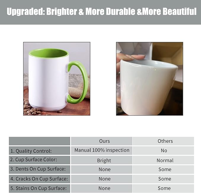 TANGLONG 15oz Sublimation coffee Mugs-6 Assorted Colors Magic cupSet of 12 | Ceramic Cup,Tazas Magicas Para Sublimacion Set,Heat Sensitive Coffee Mugs for Milk, Hot Cocoa,homemade gifts - Image 6