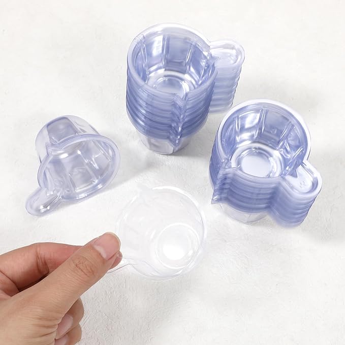 150 Pcs 40ml Disposable Plastic Measuring Cups, Clear Mixing Cups Multipurpose Dispensing Cup for Paint, Stain, Jewelry Making and DIY Crafts