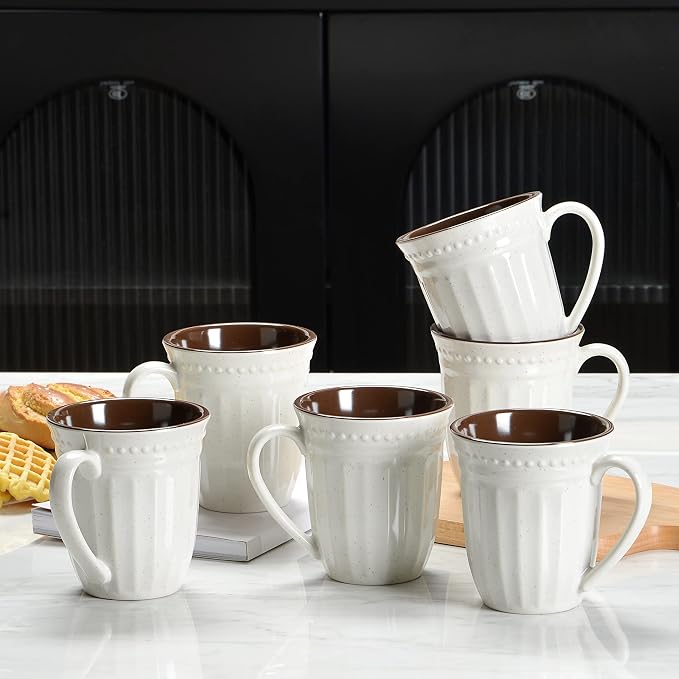 Melamine Coffee Cups of 6, 12oz Camping Mug with Handle, Lightweight and Unbreakable Cups kind to kids, Reusable Mugs Set for Tea, Dishwasher Safe, Ideal for Party RV Gift(Off White) - Image 2