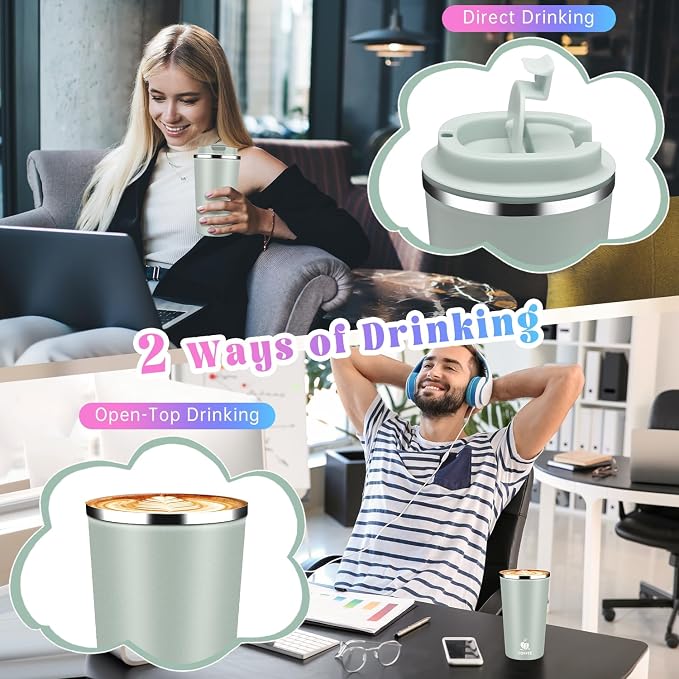 17oz Insulated Travel Coffee Mug with Flip Lid – Leakproof Stainless Steel Insulated Coffee Tumblers, Reusable Coffee Cup for Hot & Cold Drinks, Perfect for Camping & On-the-Go - Image 8