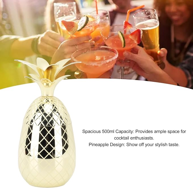 Design 500ml Stainless Steel Tumbler Cup with Lid, Reusable, Ideal for Bar and Party, Unique Cocktail Glassware (Gold) - Image 4