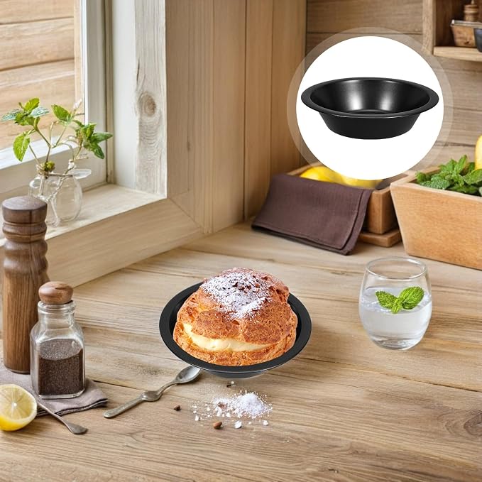 HANABASS 4pcs Mini Tart Pans round Nonstick Small Pie Dish Carbon Steel Baking Plates High Temperature Resistant for Oven Individual Servings - Image 7