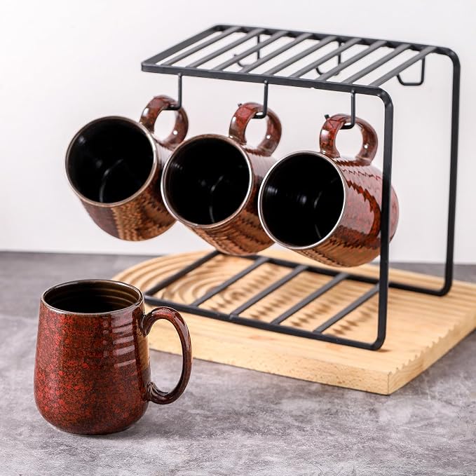 Hasense Red Coffee Mugs Set of 4, 12 oz Coffee Cups Ceramic, Latte Mug with Large Handle for Coffee, Tea, Milk and Chocolate,Easy Hold & Clean, Dishwasher & Microwave Safe - Image 4