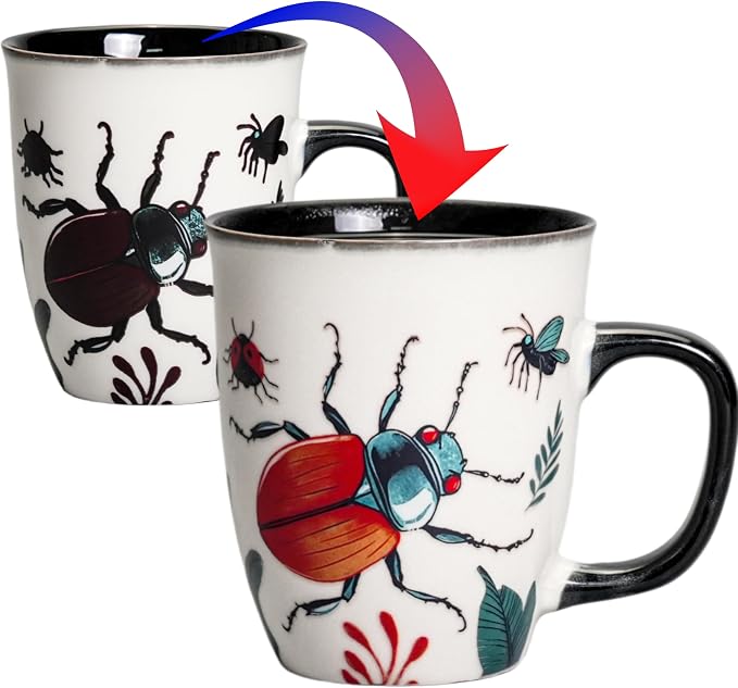 Beetle Heat Changing Mug 16oz Ceramic | Magic Cup for Coffee Tea Latte, Novelty Gifts for Nature Lovers Men Women by Asmwo