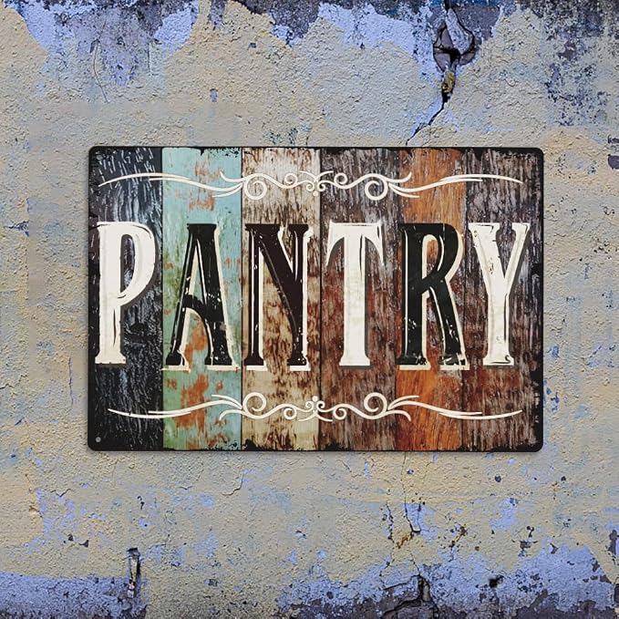 SUPERDANT Pantry Tin Signs Retro Rustic Wood Grain Metal Signs Wall Art Plaque Decor Rectangle Sign for Kitchen Pantry Room Farmhouse Home Bars Restaurants Cafe Pubs Wall Art - Image 6