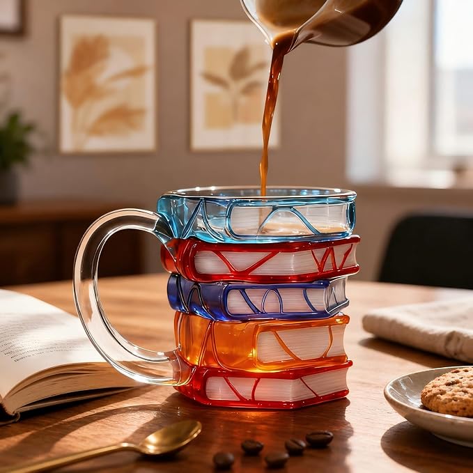 VNROSE Gifts For Book Lovers - 3D Book Coffee Mug, Novelty Coffee Mug | Personalized Gift for Book Lovers, Birthday Gift for Women, Unbreakable Library Art Cup, Book Club Gifts (10oz) - Image 7