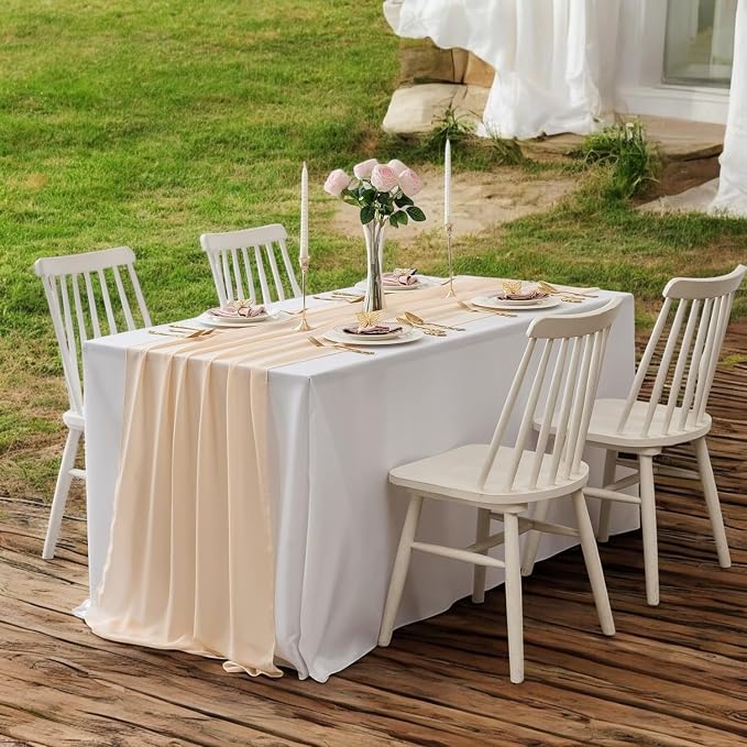 Pack of 5 | Champagne Gold | 10ft Chiffon Table Runner 29x120 Inches Long Romantic Rustic Sheer Gauze Runner for Wedding Bridal Shower Birthday Banquets Engagement Spring Easter Boho Decorations - Image 6