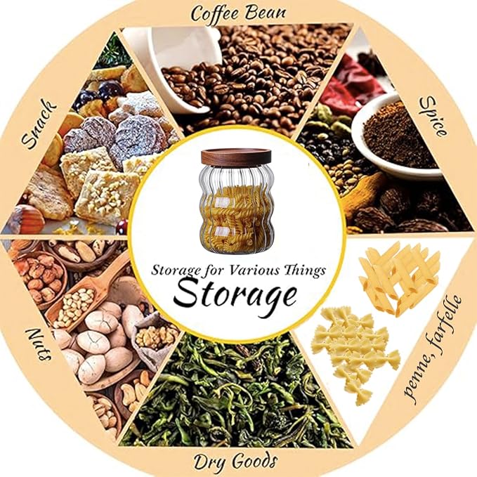 Glass Food Storage Container Jar with Airtight Seal Acacia Wood Lids Kitchen Clear Glass canister Coffee, Bean,Tea,Spice Containers Sugar,Cookies,Nuts,Snack,Candy Jar - Image 6