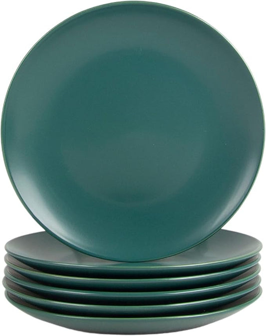 10 Strawberry Street Wazee Matte 8.25" Coupe Salad Plate, Set of 6, Emerald Green by 10StrawberryStreet