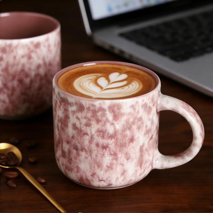 MONITO 12 OZ Coffee Mugs Set of 4, Ceramic Coffee Mugs,Modern Coffee Mugs Set with handle for Tea/Latte/Cappuccino/Milk/Cocoa. (Red, 4 Count（Pack of 1）) - Image 8