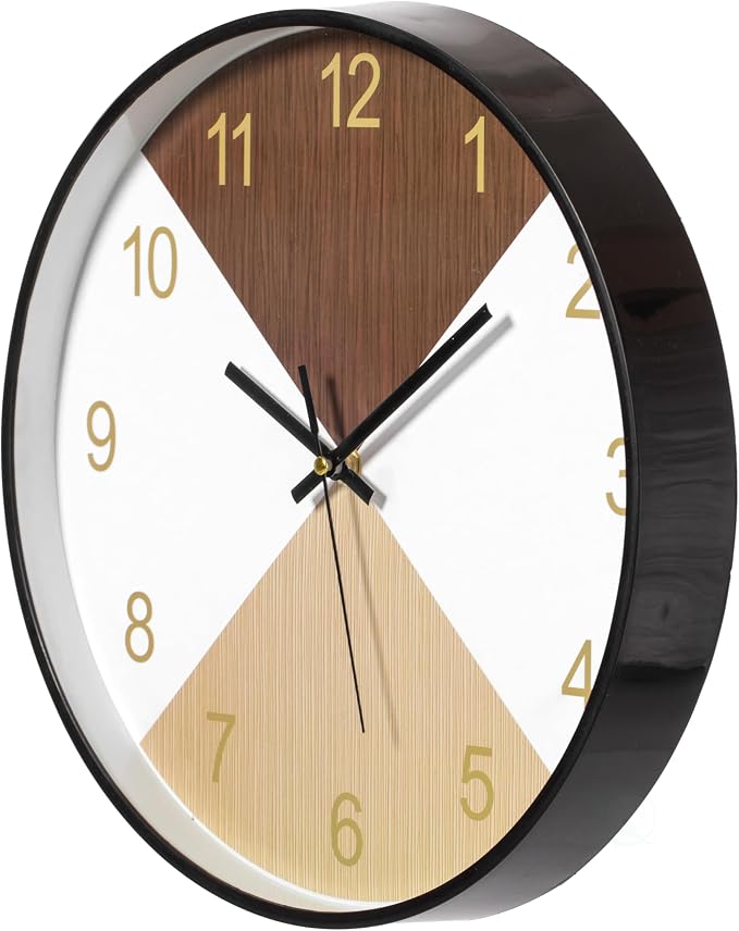 Clockswise Bulk Set of 20 PC 12" Decorative Modern Round Wood- Looking Plastic Wall Clock for Living Room, Kitchen, or Dining Room, Brown and Beige,Oak,QI004142.MC - Image 7
