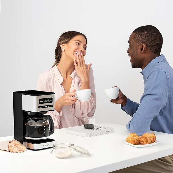 REVOTRA 12 Cup Programmable Coffee Maker, Hot and Iced Drip Coffee Makers | Regular & Strong Brew Drip Coffee Machine, 1-4 Cup, 24H Timer, Auto Shut-Off, Keep Warm, Pause & Serve - Image 7