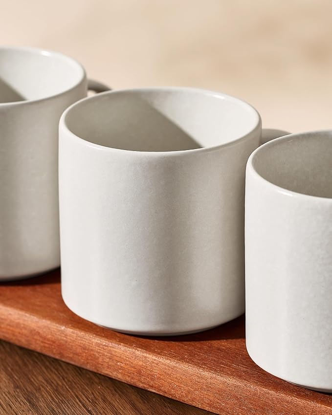 famiware Coffee Mugs Set of 4 Nebula 14oz Coffee Mugs, Ceramic Cup Set with Handle for Latte, Tea, Milk, Cappuccino, Cocoa, Matte Beige White - Image 6