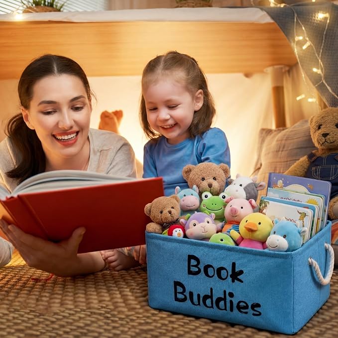 Marsui Book Buddies Themed Storage Basket, Book Buddies Basket for Classroom Reading Prizes Storage Bin Bookish Accessories Bookworm Gift for Club Members Student Teacher Classroom Reading Accessories - Image 2
