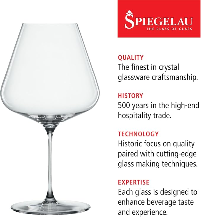 Spiegelau Definition Burgundy Wine Glasses, Large Crystal Clear Red Wine Glasses for Pinot Noir, Elegant Glassware, Wedding Gifts, Birthday Gifts for Women and Men, Home Bar, 34 oz, Set of 4 - Image 2