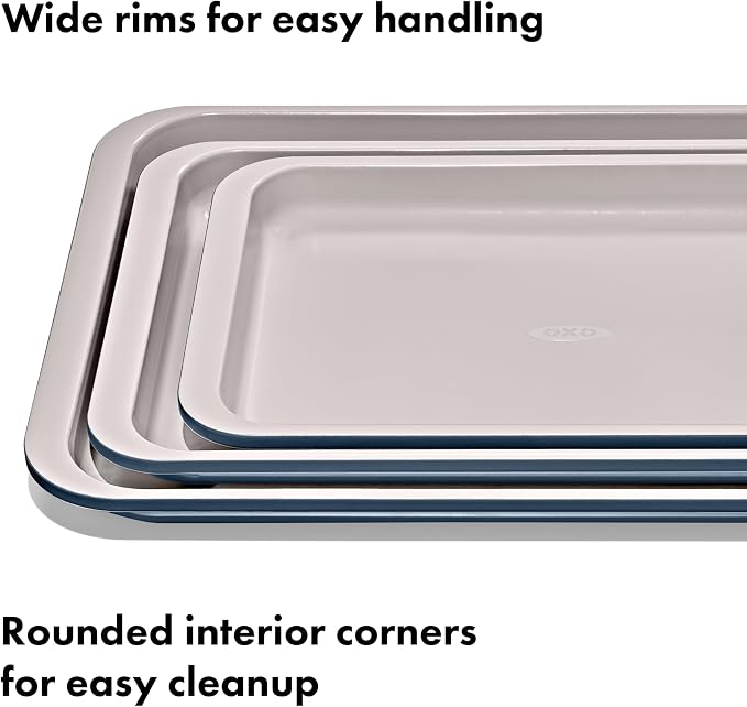 OXO Good Grips Non-Stick Pro Ceramic Coated Metal Bakeware Half Sheet Pan – Storm Blue - Image 5