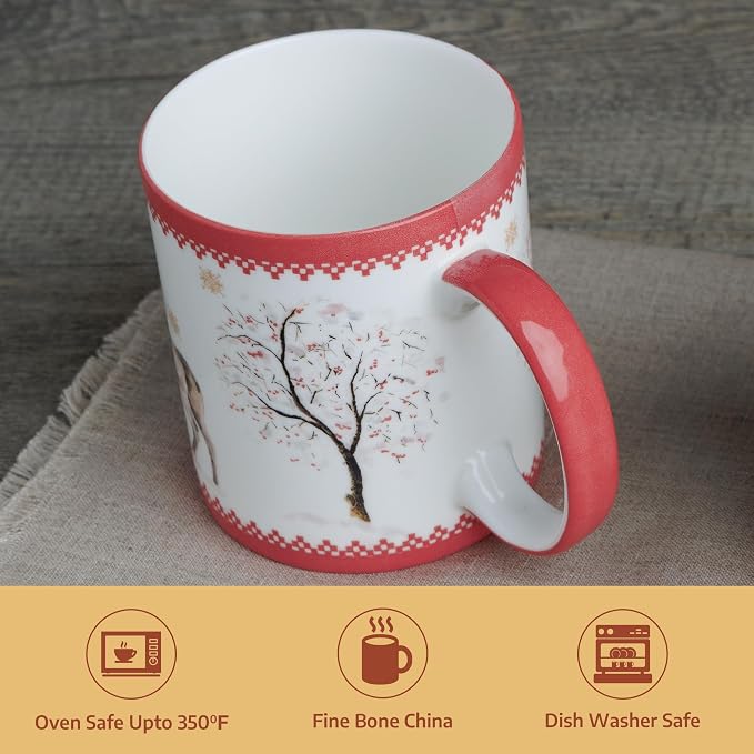 Maison d' Hermine Coffee Mug with Handles Tea Cups (12 Ounce, Pack of 1) | Fine Bone China Coffee Mugs for Hot Beverages Cappuccino Latte Home Restaurant Spring Summer -Rural Christmas - Gotaland - Image 7