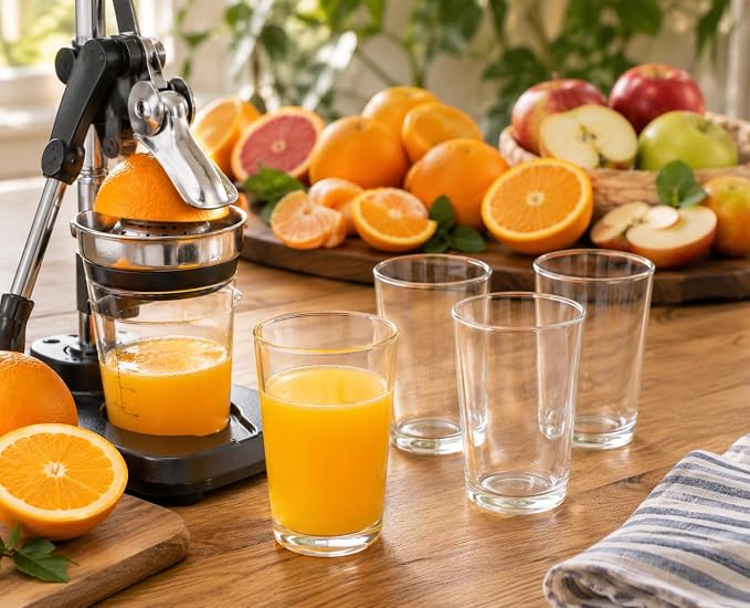 BOHEM'S Small Juice Glasses, Clear Glass Cups Tumblers, 7 Oz, Drinking Glassware for Orange Juice, Water, Milk, Coffee, Perfect for Tasting and Small Portions, Set of 4 (Style 1) - Image 2