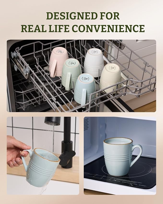 famiware Jupiter Coffee Mugs Set of 4, 14 OZ Coffee Mug, Microwave and Dishwasher Safe, Coffee Cups with Handle for Coffee, Tea, Cocoa, Milk, Multi-color (Pack of 2) - Image 5