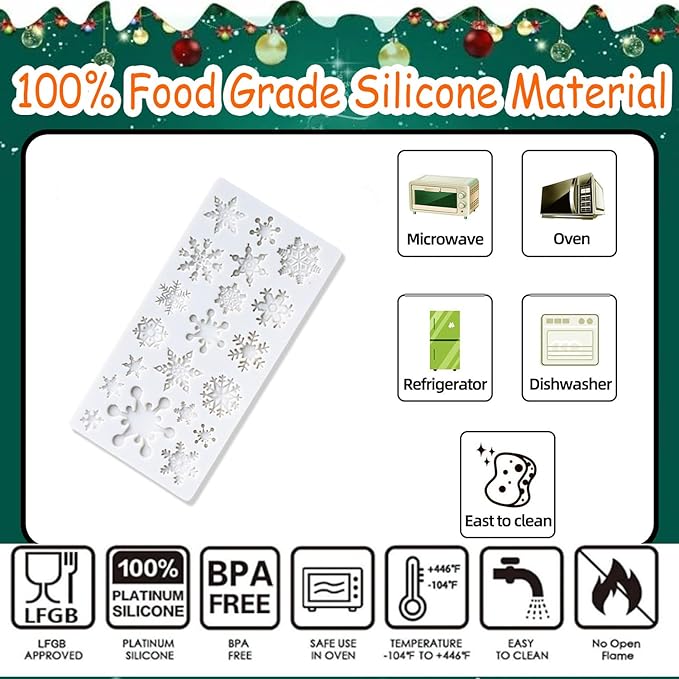 1 Pcs Snowflake Silicone Molds for Chocolate Candy Soap Baking 20-Cavity Reusable Various Shape Snowflake Molds for Making Gummy Candy Gelatin Ice Cubes Biscuits Cake Decorating