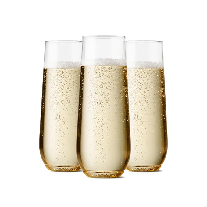 TOSSWARE POP 9oz Flute, Premium Quality, Recyclable, Unbreakable & Crystal Clear Plastic Champagne Glasses, Set of 252 by TOSSWARE