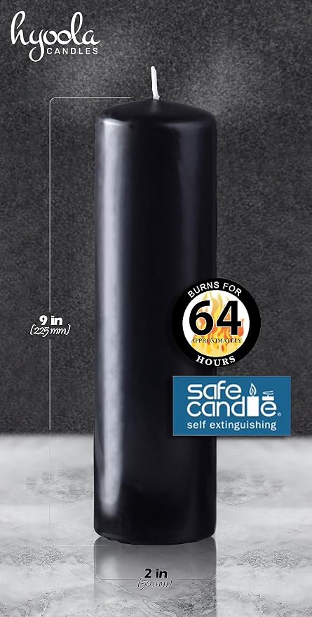 Hyoola Black Pillar Candles 2x9 Inch - 4 Pack Unscented Pillar Candles - European Made - Image 3