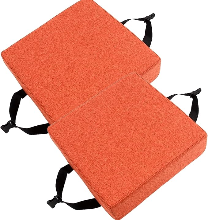 Square Stool Cushion Set of 2 With Ties for Bar Chairs 14x14/15*15/12*12 - Thickened 5/8cm Seat Pads for Home Kitchen Dining (Color: 11#) by Unknown
