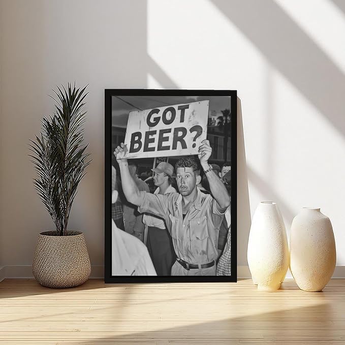 Got Beer, Black And White , Alcohol Speakeasy Poster, Prohibition, Vintage Protest Canvas Poster Wall Art Decor Print Picture Paintings for Living Room Bedroom Decoration Black Frame 16x24in(40x60cm) - Image 6