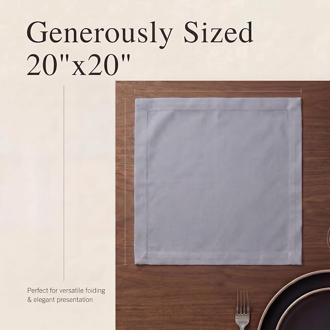 Urban Villa Cloth Napkins Cotton 20x20 (Set of 12) Gray - Image 6