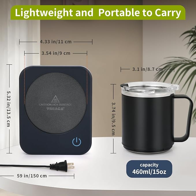 VOBAGA Coffee Mug Warmer Set with Auto Shut Off, 15 oz Coffee Mug Gift Set & 3 Temperature Settings Home Office Desk Accessories Valentine's Day Gift - Image 5
