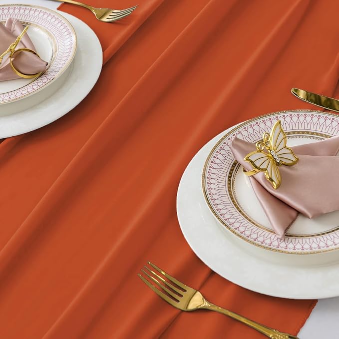 Pack of 15 | Brunt Orange |10ft Chiffon Table Runner 29x120 Inches Long Romantic Rustic Sheer Gauze Runner for Wedding Bridal Shower Birthday Banquets Engagement Spring Easter Boho Decorations - Image 4
