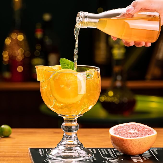 Schooner Beer Glasses 21.5 Oz Set of 4, Extra Large Margarita Glass With 4 Color Clips, Shrimp Cocktail Goblet, Large Stemmed Glasses With Thick Bottom, Crystal Clear Bar Glassware - Image 5