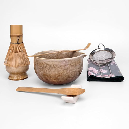 Joyscale Matcha Whisk Set, Matcha Set Whisk And Bowl, 8 Pcs Matcha Kit Set(Ancient Kiln Design), 14 OZ, Japanese Matcha Tea Set, Matcha Making Kit Gifts for Tea Lovers(Kiln White)