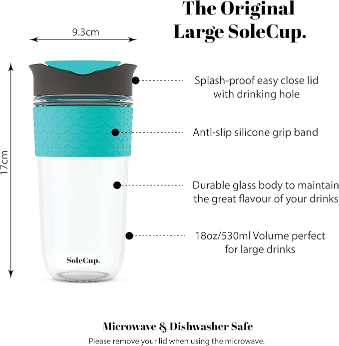 Large Travel Mug - Reusable Insulated Coffee Mug - 18oz/530ml BPA-Free Hot Drink Travel Mug with Lid & Silicone Band (Gray and Blue, 18oz)