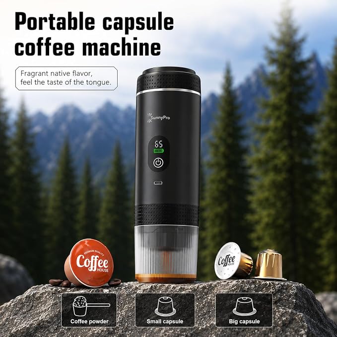 Portable Espresso Machine, Self-Heating Travel Coffee Maker with USB-C, 20 Bar Portable Coffee Maker for Ground Coffee & NS Capsules, for Camping, RV, Hiking, Office - Image 2