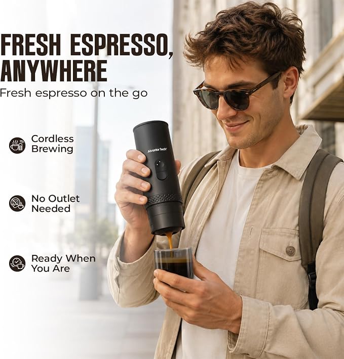 Portable Electric Espresso Machine, Mini Self-Heating Travel Coffee Maker for Ground Coffee & NS Capsules, Ideal for Camping, RV, Hiking & Office - Image 2