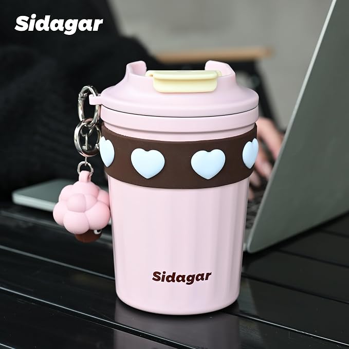 SDGA+ 12 oz Travel Coffee Mug Spill Proof Leak Proof, Stainless Steel Thermal Coffee Cup with Lid, Resuable Cup for Hot and Cold, Portable Tumbler for Women, Light Pink - Image 4