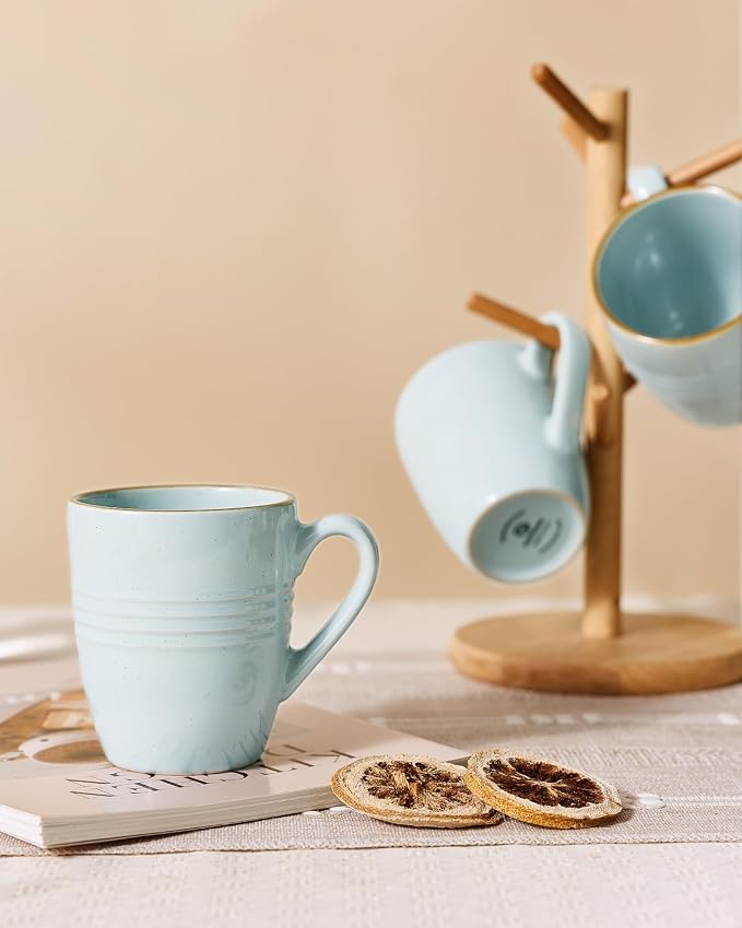 famiware Jupiter Coffee Mugs Set of 4, 13oz Coffee Mug, Microwave and Dishwasher Safe, Coffee Cups with Handle for Coffee, Tea, Cocoa, Milk, Light Blue - Image 6